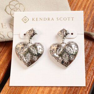 Kendra Scott Holland Silver White CZ Heart Earrings fashion